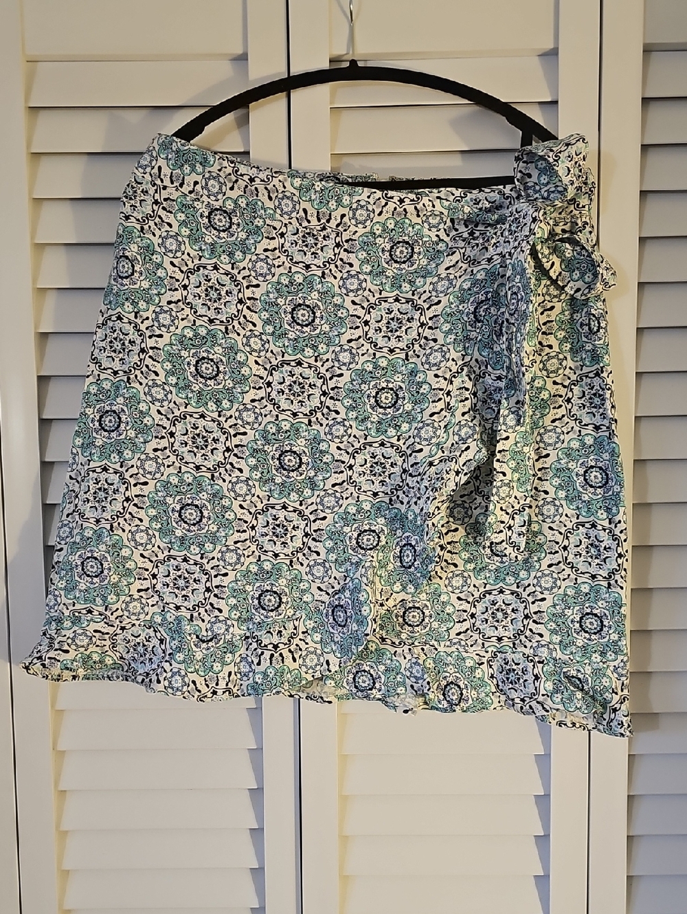 Loft Blue & White Floral Tie-Waist Skirt